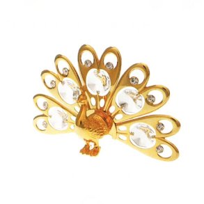 24 carat forgyldt pfugl med SPECTRA krystaller